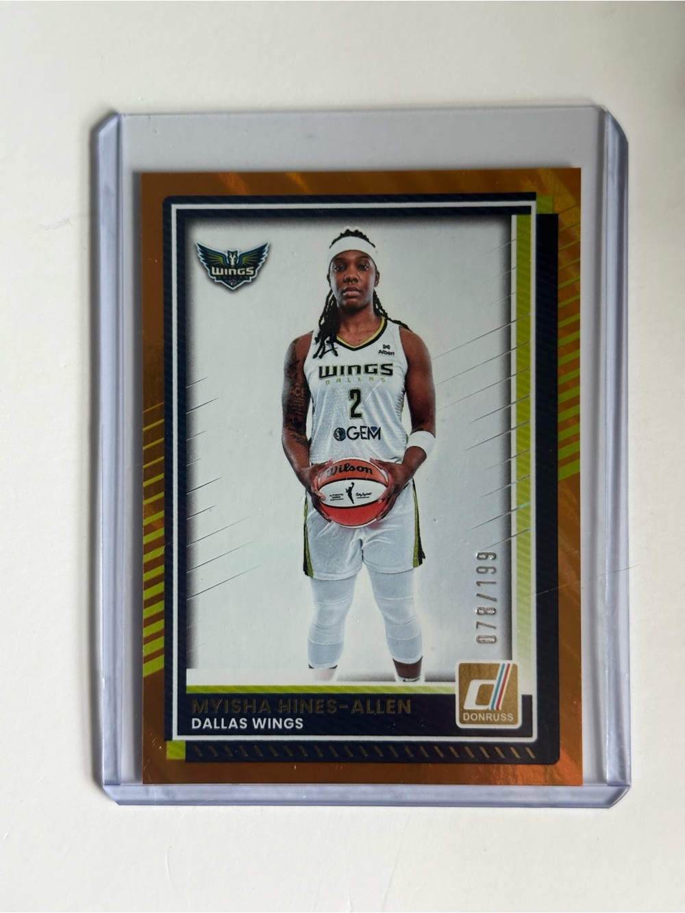 Myisha Hines-Allen Dallas Wings Orange Holographic Trading Card - Donruss